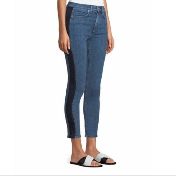 RAG & BONE Mazie Skinny Womens Jeans Double Indigo Stripe High Rise $250 Size 24 - Picture 7 of 9